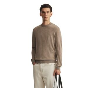 H&M Men's Beige Knit Sweater Pullover Crewneck Long Sleeve Size S‎